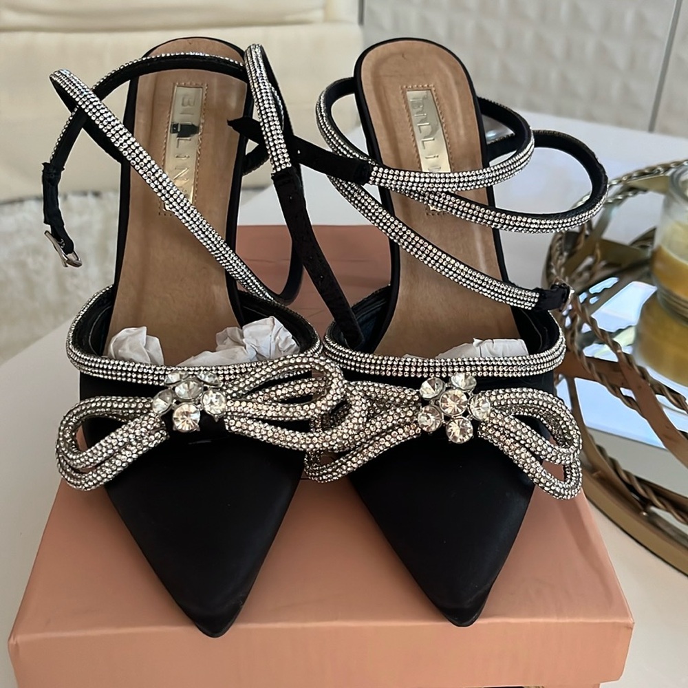 Original BILLINI Elope luxe strappy sandal ~ black with diamanté ankle straps